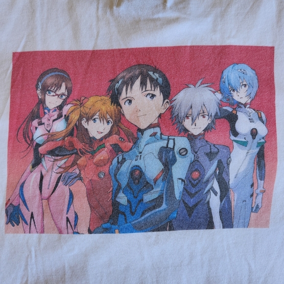 Bershka x Neon Genesis Evangelion Anime White XS Double-sided Graphic T-Shirt Te - Picture 1 of 13
